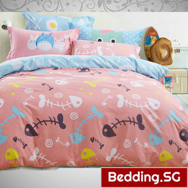 Cartoon Bedsheets Fishbone Design | Cute Kid Bedsheets | Bedding SG