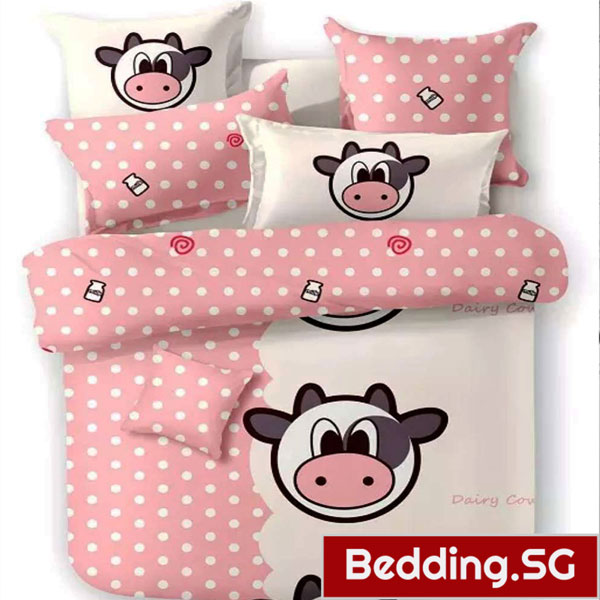 Fitted Bed Sheet Set Happy Cow Design Kids Bedsheet Bedding SG