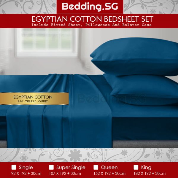Blue Egyptian Cotton Bedsheet Set