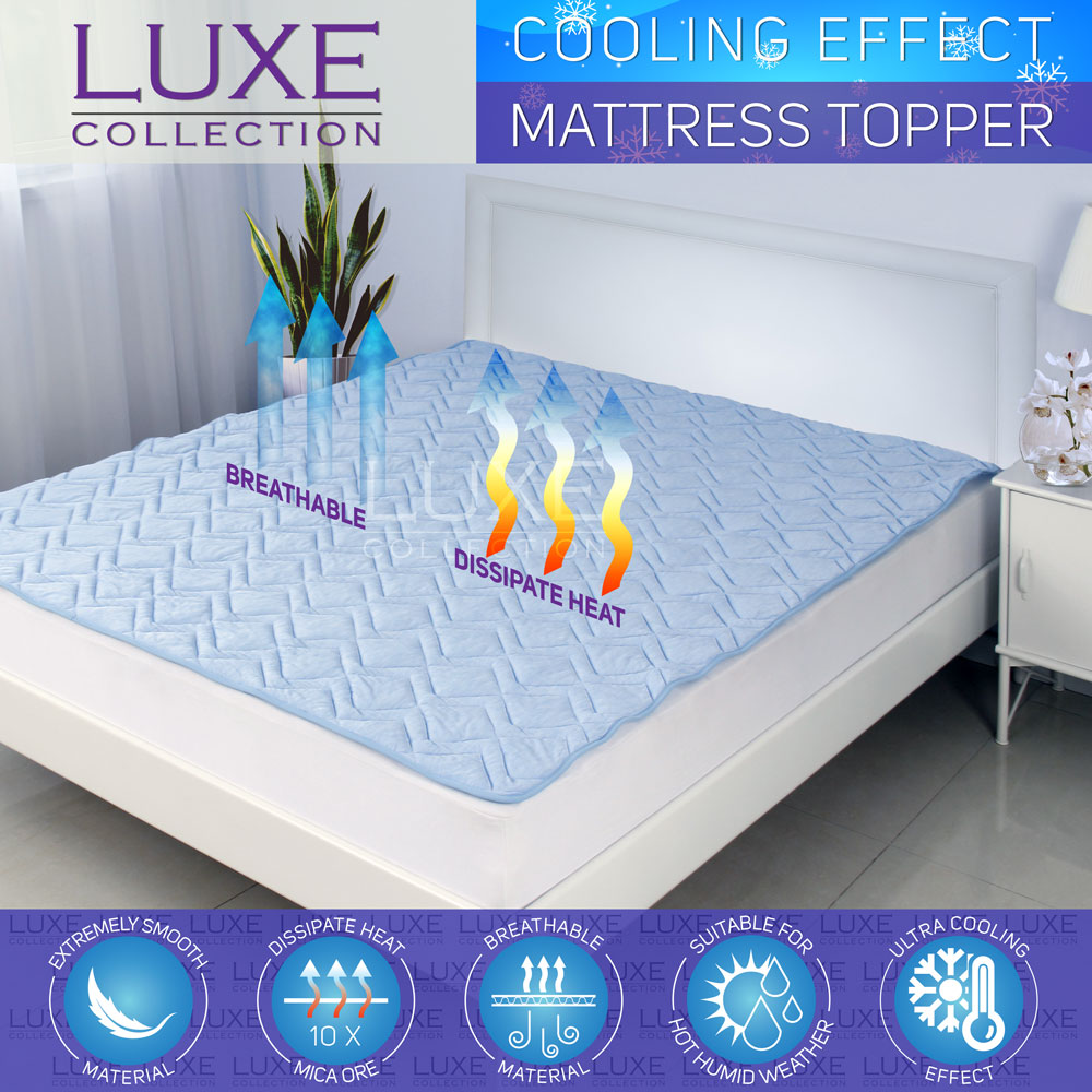 Cooling Mattress Topper with Thick Cotton Mattress Pad Cover Queen Size