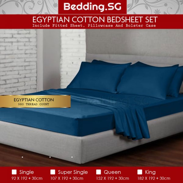 Egyptian Cotton Bed Sheet Set Blue