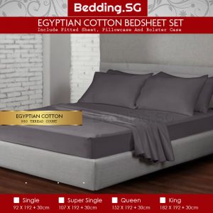 Egyptian Cotton Bed Sheet Set Dark Grey