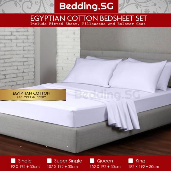 Egyptian Cotton Bed Sheet White